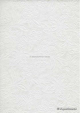 Chiffon Embossed Bloom White Sparkle A4 handmade chiffon paper
