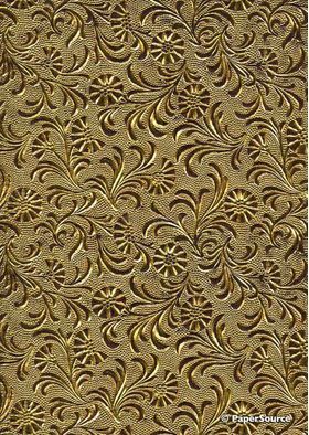 Embossed Foil Gold Foil on Chocolate Brown Matte Cotton A4 handmade recycled paper