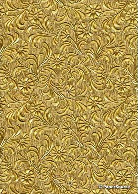 Embossed Foil Gold Foil on Yellow Matte Cotton A4 handmade recycled paper