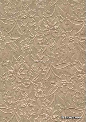 Embossed Bloom Mink Deep Beige Pearlescent A4 handmade paper
