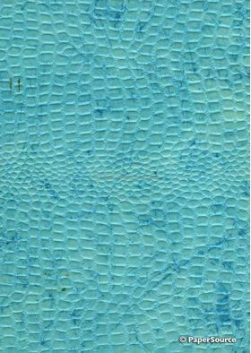 Leather Cobra Batik Aqua Blue Embossed Faux Leather Handmade Recycled paper | PaperSource