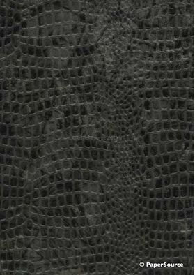 Leather Cobra Batik Charcoal Embossed Faux Leather Handmade Recycled paper | PaperSource