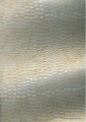 Leather Cobra Batik Cream Gold No. 2 Embossed Faux Leather Handmade Recycled paper | PaperSource