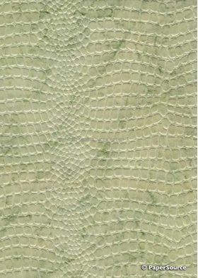 Leather Cobra Batik Green Embossed Faux Leather Handmade Recycled paper | PaperSource