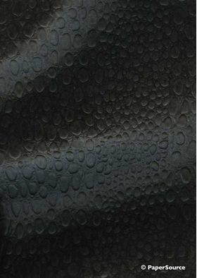 Leather Lugarno Crocodile Black Sheen Embossed Faux Leather Handmade Recycled paper | PaperSource