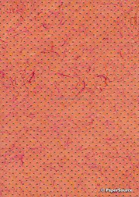 Precious Metals | Bead Pink Orange Mix with a mix of Apricot, Pink and Orange silk fibres with Silver Raised Pattern on Handmade, Recycled Silk A4 paper | PaperSource