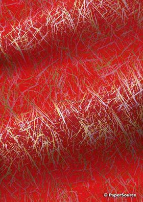 Chiyogami Abstract 2 Red with gold brush strokes, Small Sheet | PaperSource