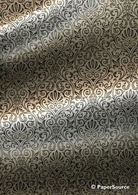 Foiled Eternity Black Foil on a Mink Taupe Smooth Metallic Pearlescent Handmade, Recycled A4 Paper | PaperSource