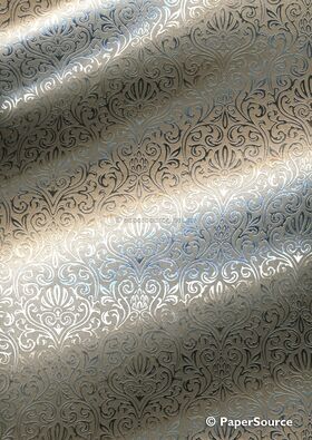 Foiled Eternity Silver Foil on Mink Smooth Metallic Pearlescent Handmade, Recycled A4 Paper | PaperSource