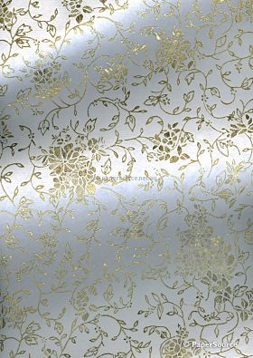Flat Foil Meander Off White Cotton with Gold foil, handmade recycled paper | PaperSource