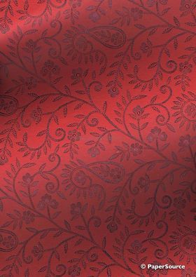 Flat Foil Needlelace Red Matte Cotton with Black foil, handmade recycled paper | PaperSource