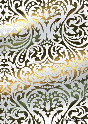 Flat Foil Gold Foil on Off White Matte Cotton A4 handmade recycled paper | PaperSource