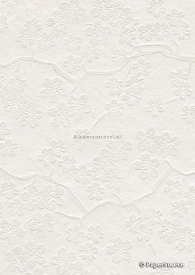 CLEARANCE Embossed Sakura Off White Matte A4 handmade recycled paper | PaperSource