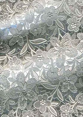 Embossed Foil Silver Foil on White Matte Cotton A4 handmade recycled paper curled