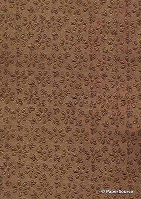 Embossed Foil | Daisy Copper Foil on Chocolate Brown Pearlescent Cotton, A4 handmade recycled paper | PaperSource