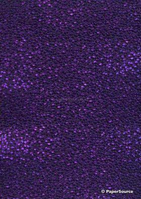 Embossed Foil Pebble Purple Foil on Black Matte Cotton A4 handmade recycled paper