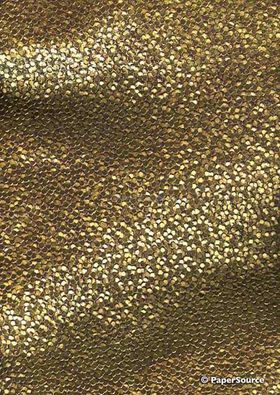 Embossed Foil Pebble Gold Foil on Chocolate Matte Cotton A4 handmade recycled paper curled
