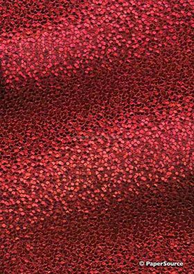 Embossed Foil Pebble Red Foil on Red Matte Cotton A4 handmade recycled paper curled