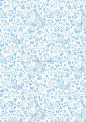 Patterned | Butterflies Designer paper Baby Blue print on Stardream Crystal Pearlescent White, 120gsm paper | PaperSource