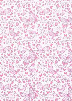 Patterned | Butterflies Designer paper Baby Pink print on Stardream Crystal Pearlescent White, 120gsm paper | PaperSource
