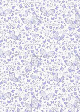 Patterned | Butterflies Designer paper Purple print on Stardream Crystal Pearlescent White, 120gsm paper | PaperSource