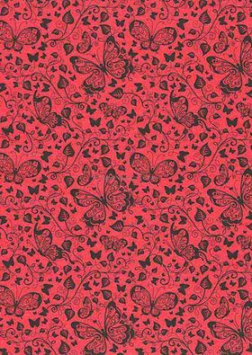 Patterned | Butterflies Designer paper Black print on Stardream Jupiter Red Pearlescent, 120gsm paper | PaperSource