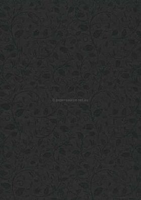 Patterned | Floral Flourish Designer paper Black print on Stardream Onyx Pearlescent, 120gsm paper | PaperSource