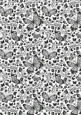 Patterned | Butterflies Designer paper Black print on Stardream Crystal Pearlescent White, 120gsm paper | PaperSource