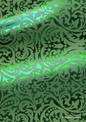 Flat Foil Green Foil on Green Pearlescent Cotton A4 handmade recycled paper | PaperSource