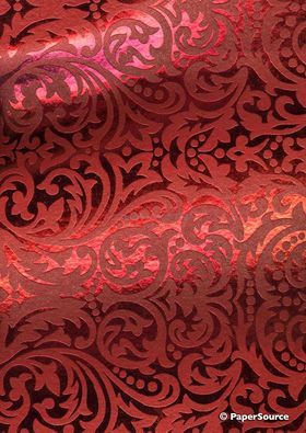 Flat Foil Red Foil on Red Pearlescent Cotton A4 handmade recycled paper | PaperSource
