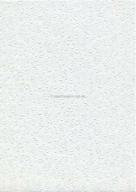 Embossed Floral White Matte A4 handmade, recycled paper | PaperSource