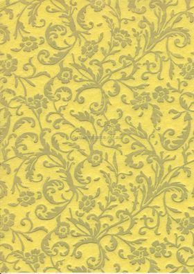 Embossed Florentine Grey on Lemon Matte A4 Letterpress, handmade, recycled paper | PaperSource Embossed Florentine Grey on Lemon Matte A4 Letterpress, handmade, recycled paper | PaperSource