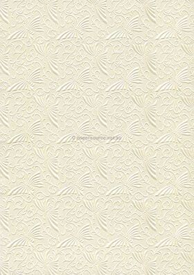 Embossed Oriental Butterfly Cream Pearl