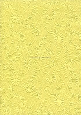 Embossed Sunflower Yellow Matte A4 handmade recycled paper