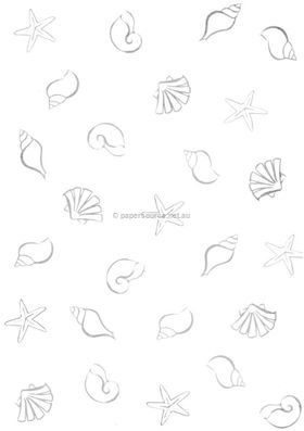 Vellum Patterned | Seashells, a silver pattern on Transparent A4 112gsm paper. Also known as Trace, Translucent or Tracing paper, Parchment or Pergamano. | PaperSource