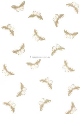 Vellum Patterned | Butterfly, a gold pattern on Transparent A4 112gsm paper. Also known as Trace, Translucent or Tracing paper, Parchment or Pergamano. | PaperSource