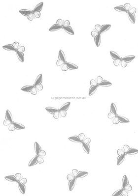 Vellum Patterned | Butterfly, a silver pattern on Transparent A4 112gsm paper. Also known as Trace, Translucent or Tracing paper, Parchment or Pergamano. | PaperSource