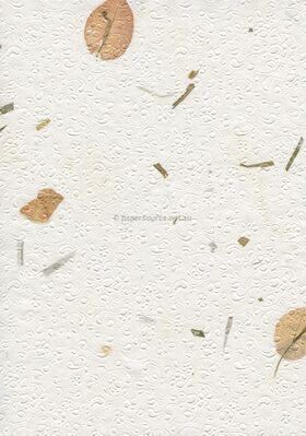 Embossed Floral White with Petals and Fibre Inclusions Matte A4 handmade recycled paper | PaperSource