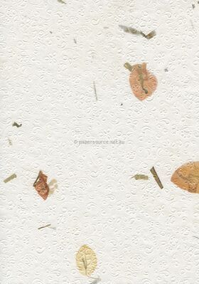 Embossed Floral White with Petals and Fibre Inclusions Matte A4 handmade recycled paper | PaperSource