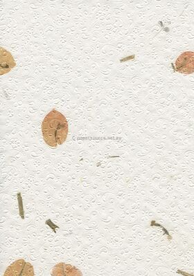 Embossed Floral White with Petals and Fibre Inclusions Matte A4 handmade recycled paper | PaperSource