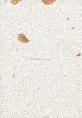 Embossed Floral White with Petals and Fibre Inclusions Matte A4 handmade recycled paper | PaperSource